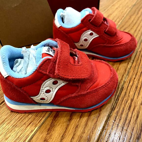 Saucony boys' Jazz Hook & Loop Baby Sneaker, Red/Blue Size 4M - Picture 5 of 7